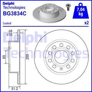 DELPHI stabdžių diskas BG3834C
