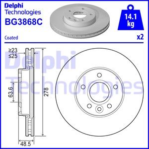 DELPHI stabdžių diskas BG3868C