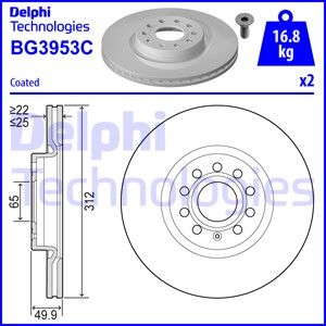 DELPHI stabdžių diskas BG3953C