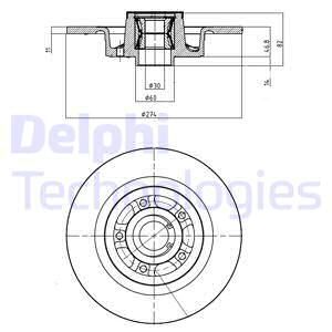 DELPHI Тормозной диск BG9026RSC