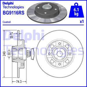 DELPHI stabdžių diskas BG9116RS