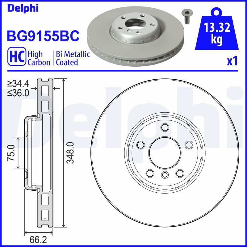 DELPHI Тормозной диск BG9155BC