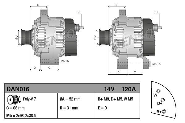 DENSO kintamosios srovės generatorius DAN016