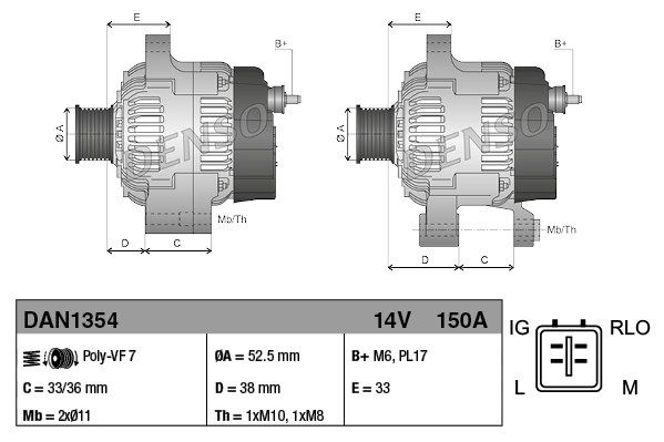 DENSO Генератор DAN1354