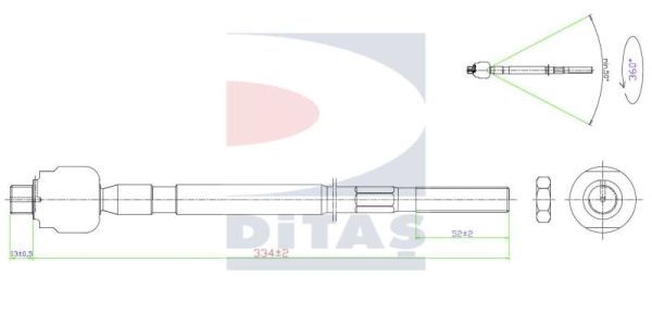 DITAS Осевой шарнир, рулевая тяга A2-5402