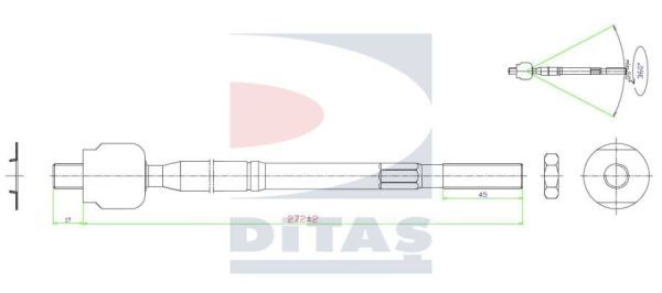 DITAS Осевой шарнир, рулевая тяга A2-5622