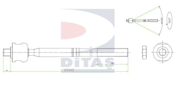 DITAS Осевой шарнир, рулевая тяга A2-5633