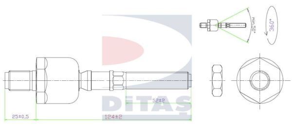 DITAS Осевой шарнир, рулевая тяга A2-5661
