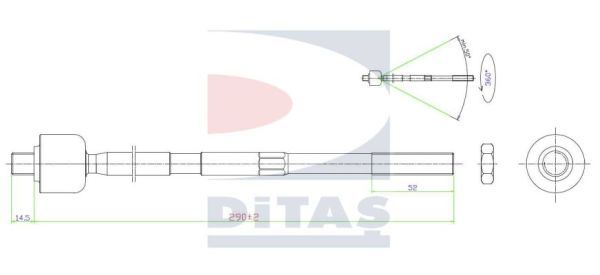 DITAS Осевой шарнир, рулевая тяга A2-5662