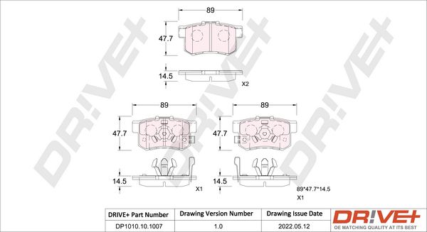 DR!VE+ Комплект тормозных колодок, дисковый тормоз DP1010.10.1007