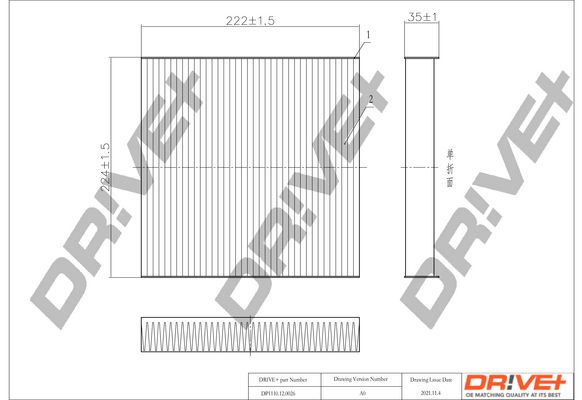 DR!VE+ filtras, salono oras DP1110.12.0026