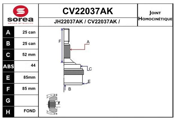 EAI jungčių komplektas, kardaninis velenas CV22037AK