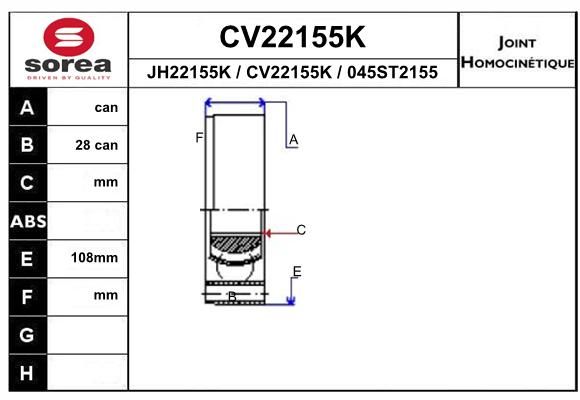 EAI jungčių komplektas, kardaninis velenas CV22155K