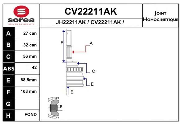 EAI jungčių komplektas, kardaninis velenas CV22211AK