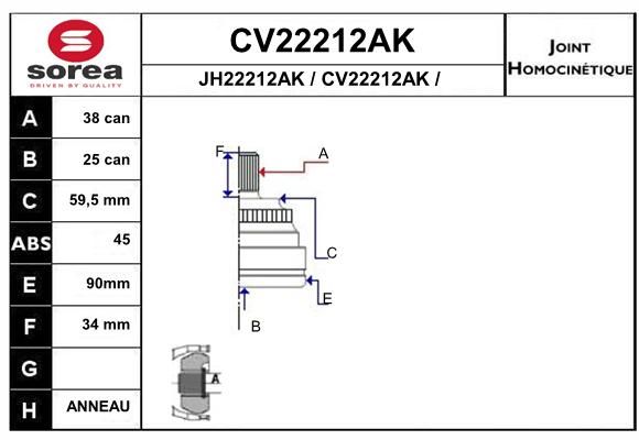 EAI jungčių komplektas, kardaninis velenas CV22212AK