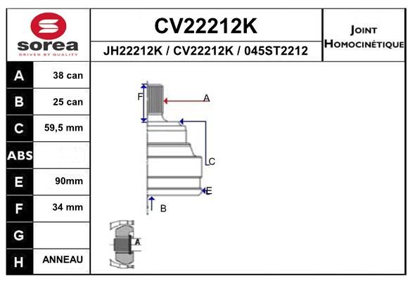 EAI jungčių komplektas, kardaninis velenas CV22212K