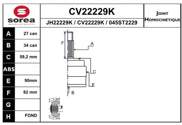 EAI Шарнирный комплект, приводной вал CV22229K