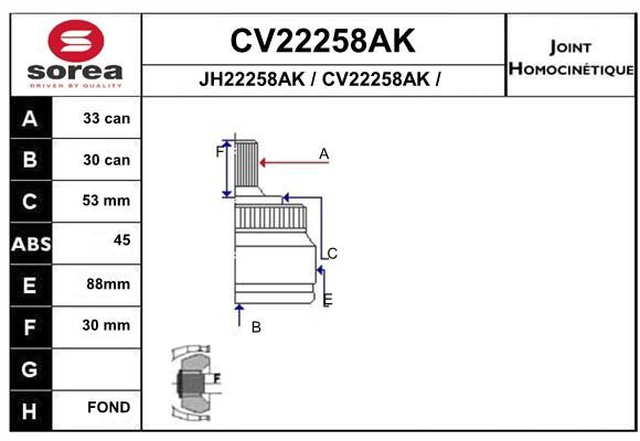 EAI jungčių komplektas, kardaninis velenas CV22258AK