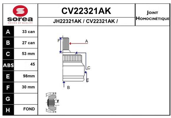 EAI Шарнирный комплект, приводной вал CV22321AK