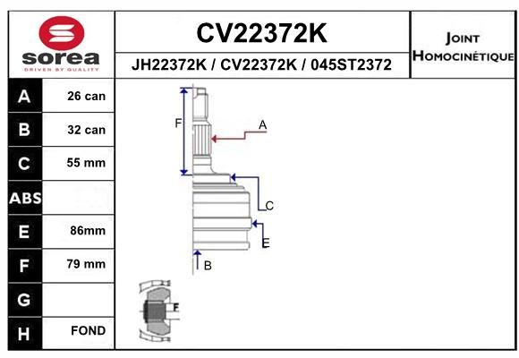 EAI Шарнирный комплект, приводной вал CV22372K