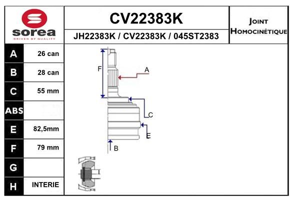 EAI jungčių komplektas, kardaninis velenas CV22383K