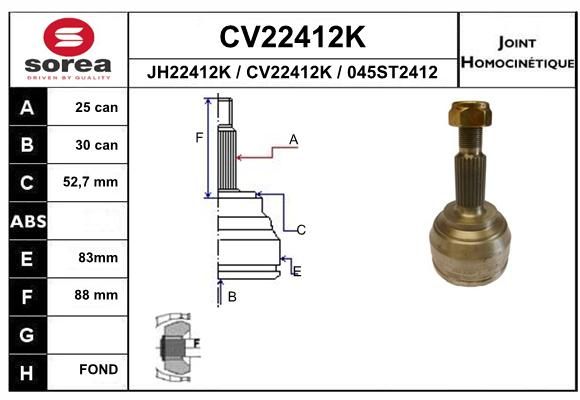 EAI jungčių komplektas, kardaninis velenas CV22412K
