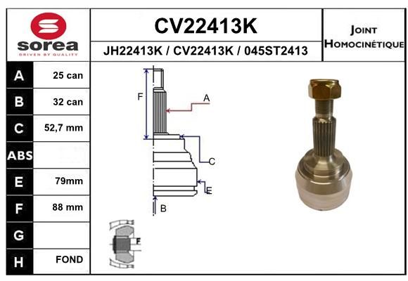 EAI Шарнирный комплект, приводной вал CV22413K