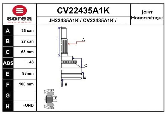 EAI jungčių komplektas, kardaninis velenas CV22435A1K