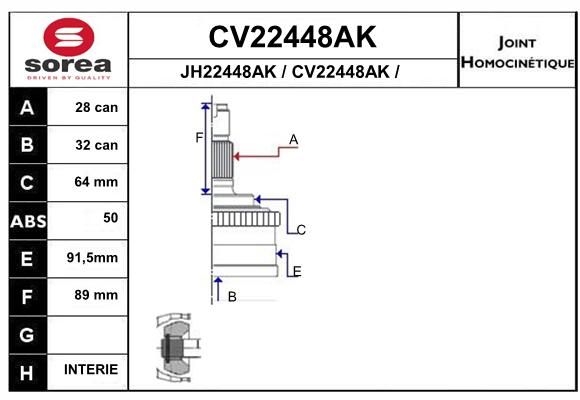 EAI jungčių komplektas, kardaninis velenas CV22448AK