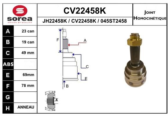 EAI jungčių komplektas, kardaninis velenas CV22458K