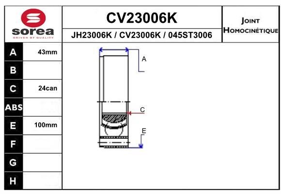 EAI Шарнирный комплект, приводной вал CV23006K