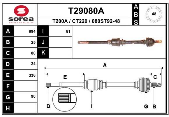 EAI kardaninis velenas T29080A