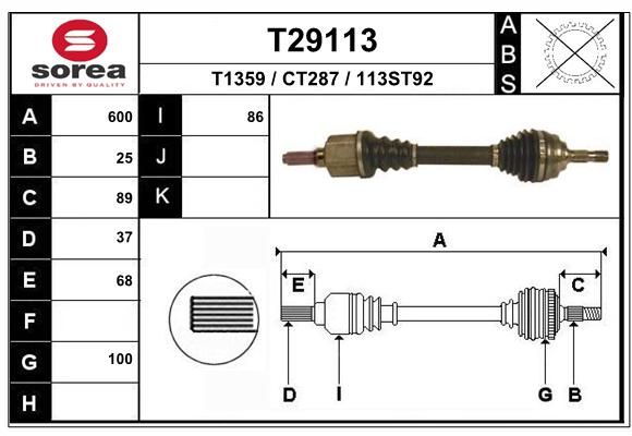 EAI Приводной вал T29113