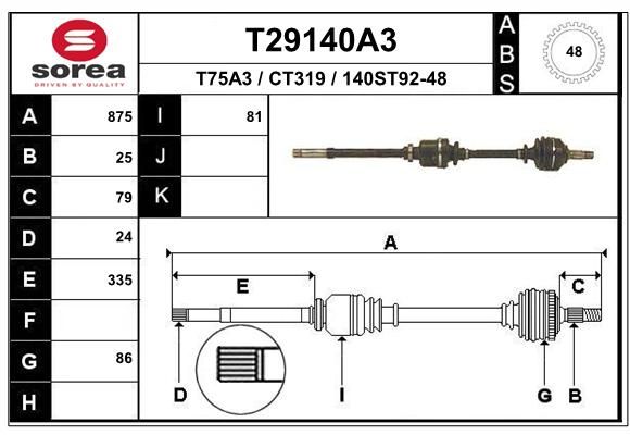 EAI Приводной вал T29140A3