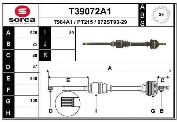 EAI Приводной вал T39072A1