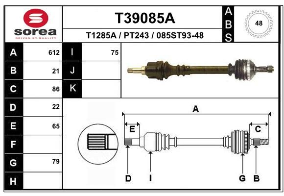 EAI Приводной вал T39085A