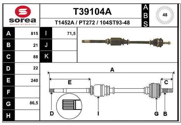 EAI Приводной вал T39104A