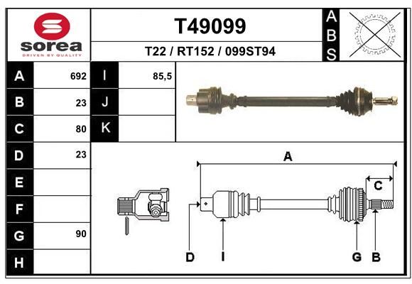 EAI Приводной вал T49099