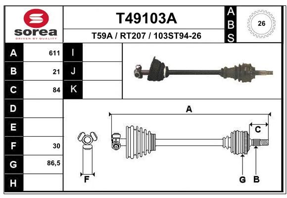 EAI Приводной вал T49103A