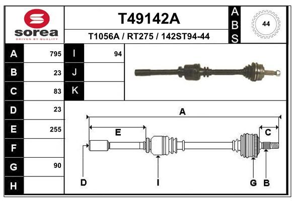 EAI kardaninis velenas T49142A