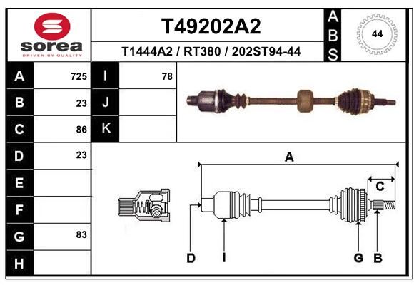 EAI Приводной вал T49202A2