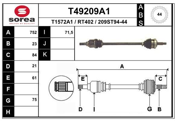 EAI Приводной вал T49209A1