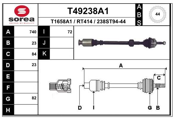 EAI Приводной вал T49238A1