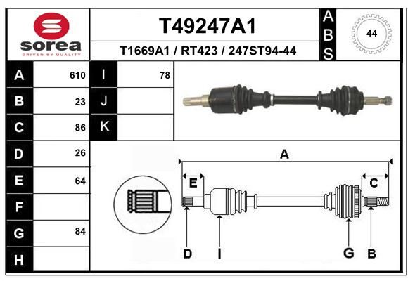 EAI Приводной вал T49247A1