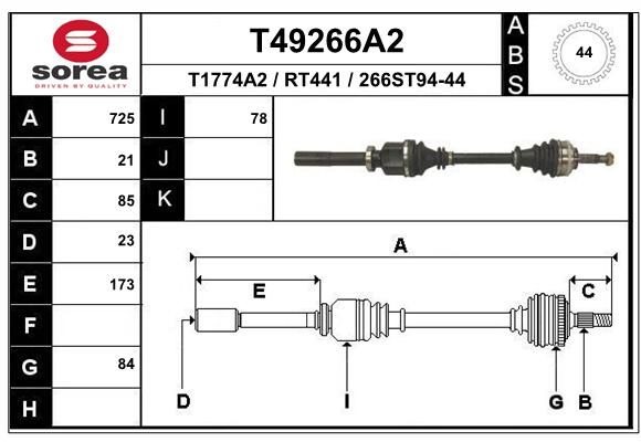 EAI kardaninis velenas T49266A2