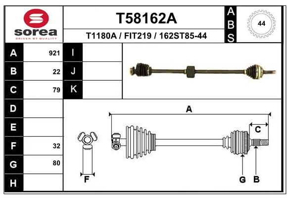 EAI Приводной вал T58162A