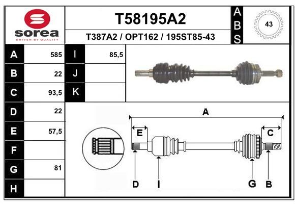 EAI Приводной вал T58195A2