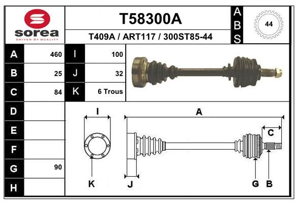 EAI Приводной вал T58300A