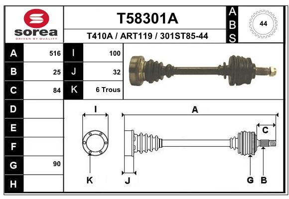 EAI Приводной вал T58301A