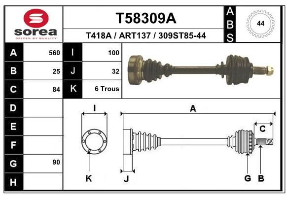 EAI kardaninis velenas T58309A